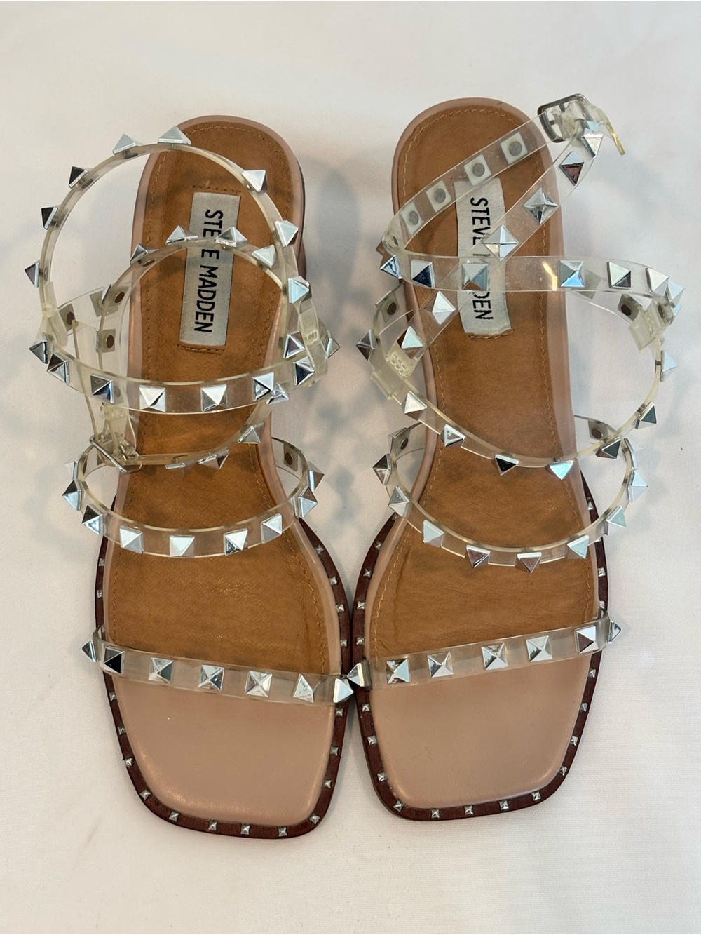 Steve Madden Clear Studded Gladiator Sandals Size 7